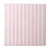 Ceramic Tile Pink & White Stripe Square タイル (正面)