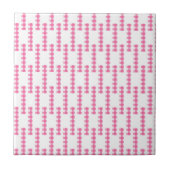 Ceramic Tile Pink & White Stripe Square タイル (正面)