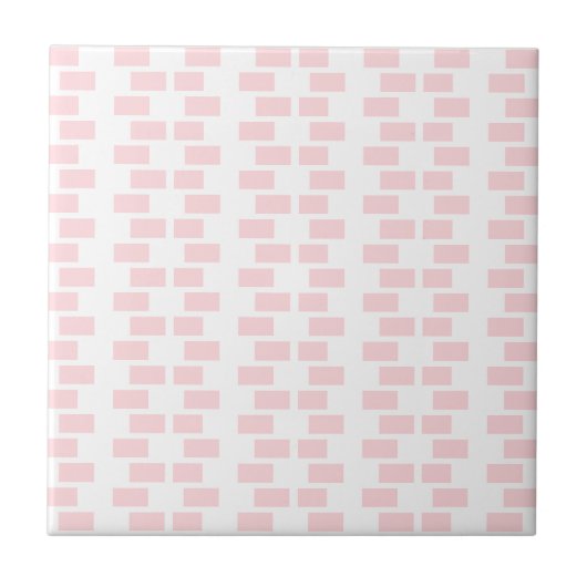 Ceramic Tile Pink & White Stripe Square タイル (正面)