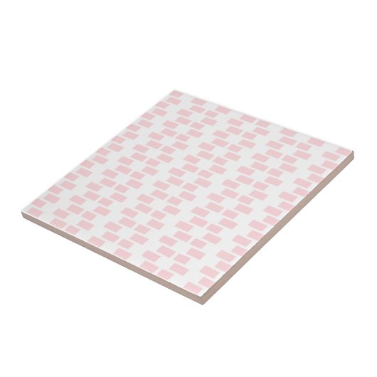 Ceramic Tile Pink & White Stripe Square タイル (側面)