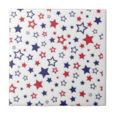 Ceramic Tile Red Blue & White Stripe Square タイル (正面)