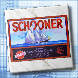 CERAMIC TILE - "Schooner" Lemons - Crate Label タイル