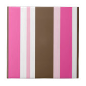 Ceramic Tile Stripe Chic Brown & Pink Stripe タイル (正面)
