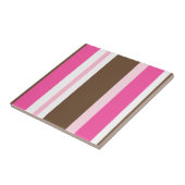 Ceramic Tile Stripe Chic Brown & Pink Stripe タイル (側面)