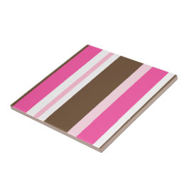 Ceramic Tile Stripe Chic Brown & Pink Stripe タイル