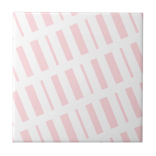 Ceramic Tile Stripe Pink & White Stripe タイル (正面)