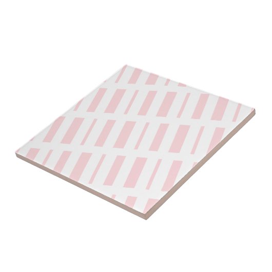 Ceramic Tile Stripe Pink & White Stripe タイル (側面)