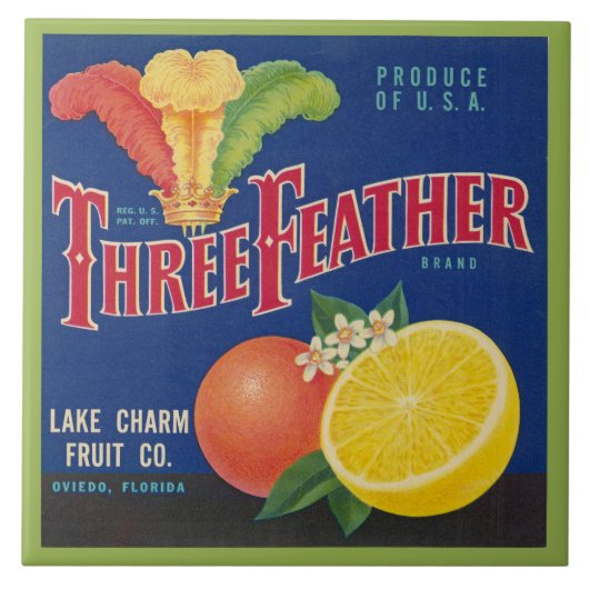 CERAMIC TILE - "Three Feather" - Crate label タイル (正面)