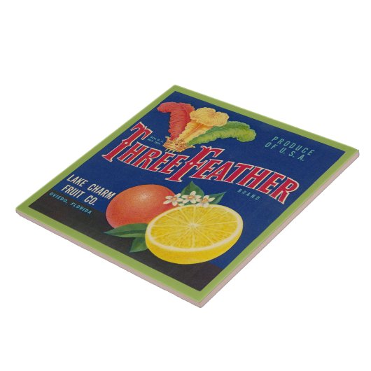 CERAMIC TILE - "Three Feather" - Crate label タイル (側面)