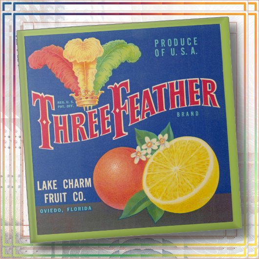 CERAMIC TILE - "Three Feather" - Crate label タイル