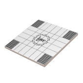 Ceramic Tile White and Black Plaid Love Family  タイル (側面)