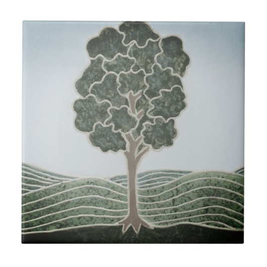 Ceramic tile with Primitive Tree image タイル (正面)