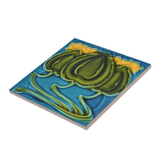 Ceramic Tile - Yellow Flowers Art Nouveau タイル (側面)