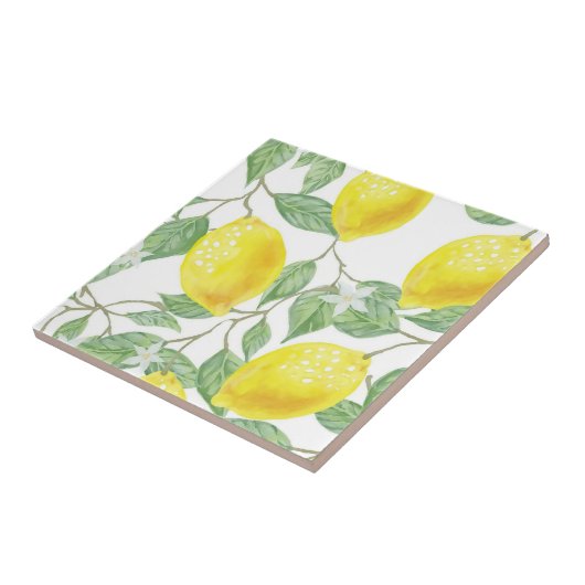 Ceramic Tile Yellow & White Lemon  タイル (側面)
