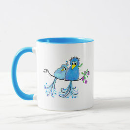 Ceramic Whimsical Blue Birds Mug マグカップ