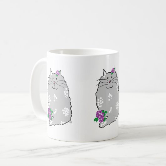Ceramic Whimsical Cat Mug コーヒーマグカップ (正面左)