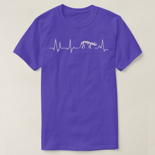 CeratopsiaスケルトンDinとTriceratopsハートビート Tシャツ (デザイン正面)