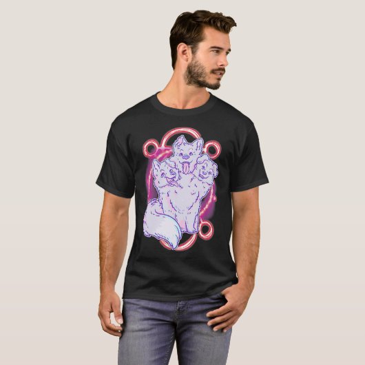 Cerberus 3 Headed Dog Kawaii Pastel Goth Cute Tシャツ (正面フル)
