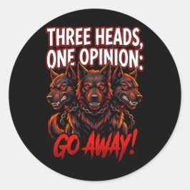 Cerberus Three Heads One Opinion Funny Myth Humor ラウンドシール