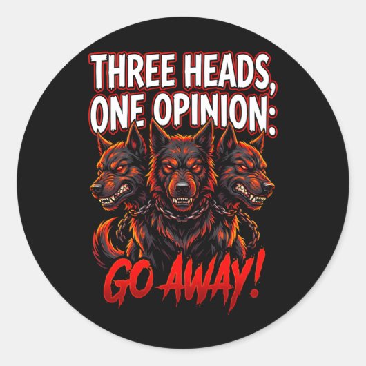 Cerberus Three Heads One Opinion Funny Myth Humor ラウンドシール (正面)