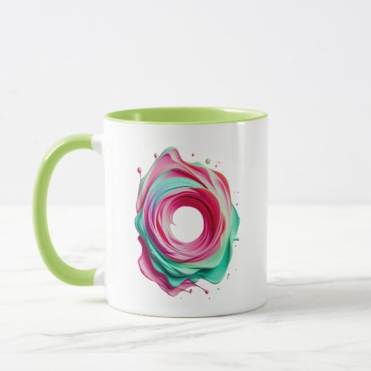 Cercle Abstrait Design aux Couleurs Rose et Vert. マグカップ (左)