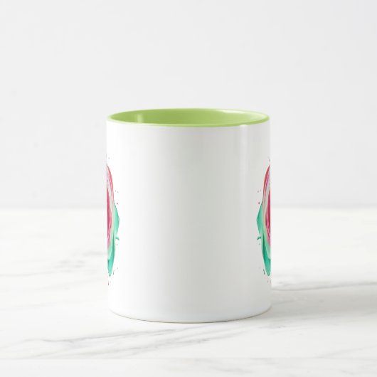 Cercle Abstrait Design aux Couleurs Rose et Vert. マグカップ (中央)