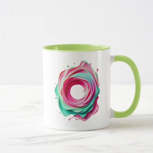 Cercle Abstrait Design aux Couleurs Rose et Vert. マグカップ (右)