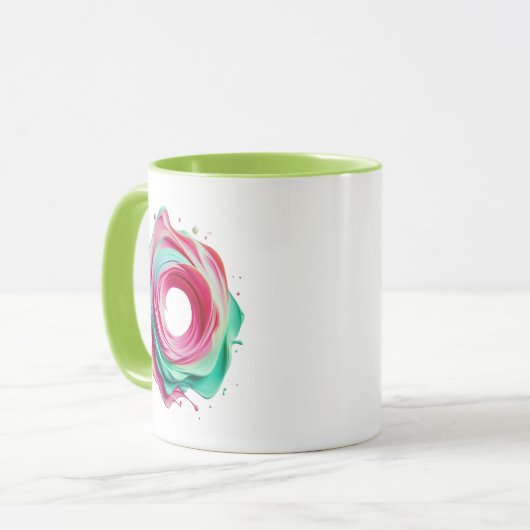Cercle Abstrait Design aux Couleurs Rose et Vert. マグカップ (正面左)