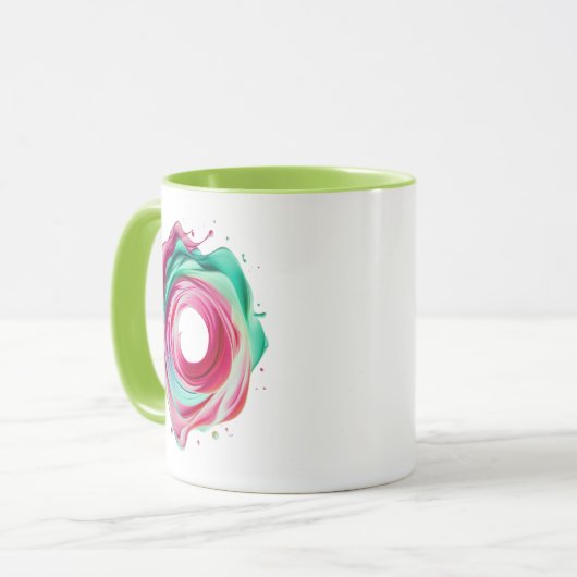 Cercle Abstrait Design aux Couleurs Rose et Vert. マグカップ (正面左)