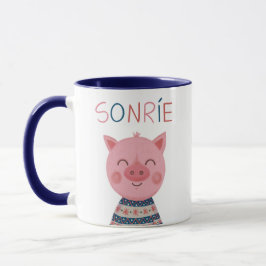 Cerdito feliz sonríe マグカップ