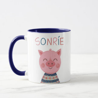 Cerdito feliz sonríe マグカップ