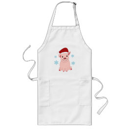 Cerdito navideño sonriente ロングエプロン