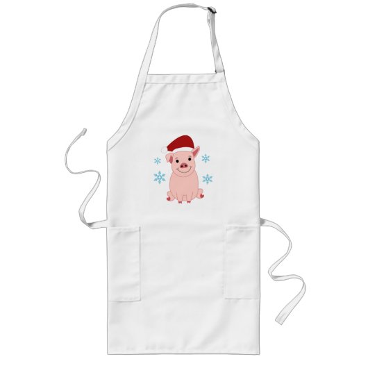 Cerdito navideño sonriente ロングエプロン (正面)