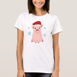 Cerdito navideño sonriente tシャツ