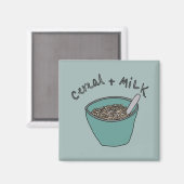 Cereal and Milk Magnet, Nostalgic Illustration マグネット (正面/裏面)