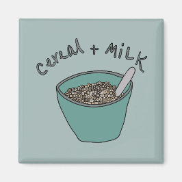 Cereal and Milk Magnet, Nostalgic Illustration マグネット