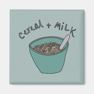 Cereal and Milk Magnet, Nostalgic Illustration マグネット