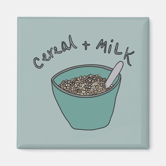 Cereal and Milk Magnet, Nostalgic Illustration マグネット (正面)