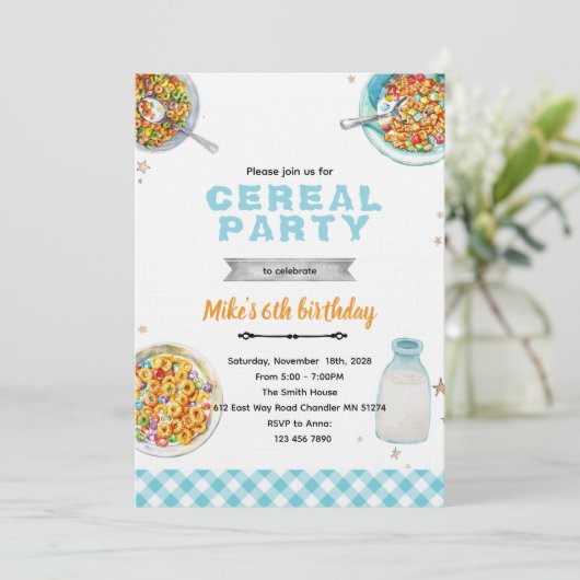 Cereal Birthday party invitation 招待状 (スタンド正面)
