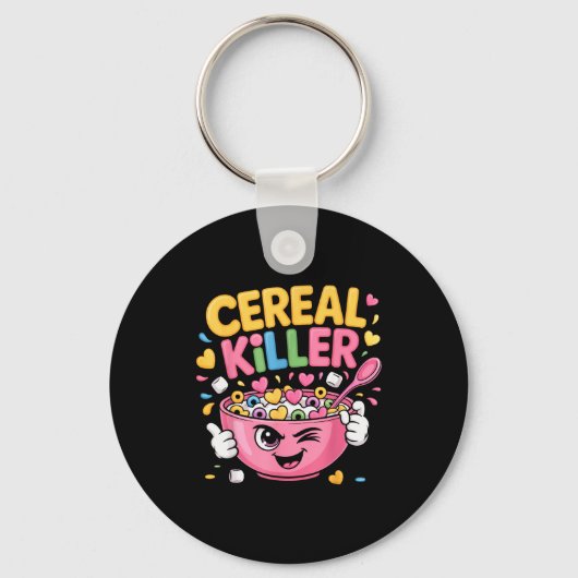 Cereal Killer Cartoon Bowl Funny Breakfast  キーホルダー (正面)