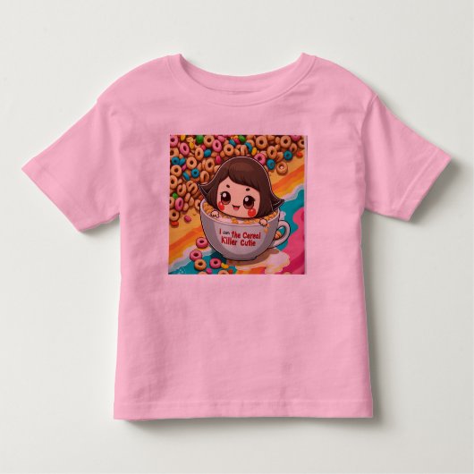 #CerealKillerCutieVibes-luckycharmpinkmagic トドラーTシャツ (正面)