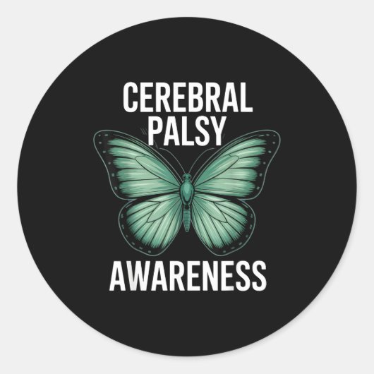 Cerebral Palsy Awareness Butterfly Suprters And Ad ラウンドシール (正面)