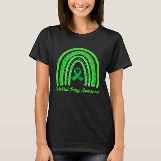 Cerebral Palsy Awareness Month Retro Rainbow Brain Tシャツ (正面)