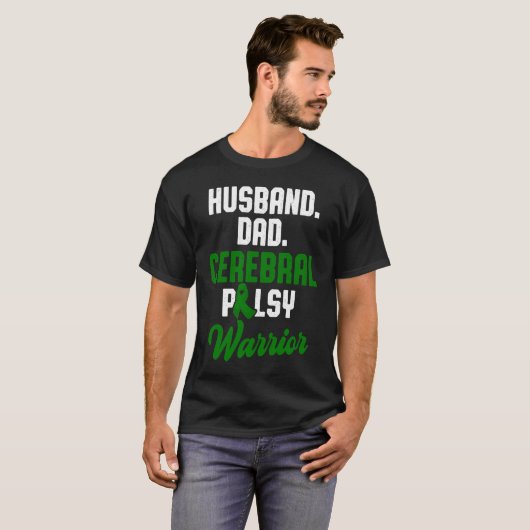 Cerebral Palsy CP Awareness Husband Warrior Surviv Tシャツ (正面フル)
