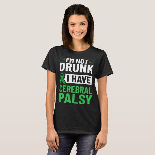 Cerebral Palsy Green Ribbon Brain Damage Awareness Tシャツ (正面フル)