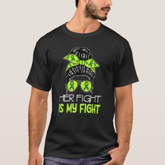 Cerebral Palsy Her Fight is My Fight Messy Bun CP  Tシャツ (正面)