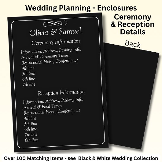 Ceremony & Reception Venues info - Black White エンクロージャーカード