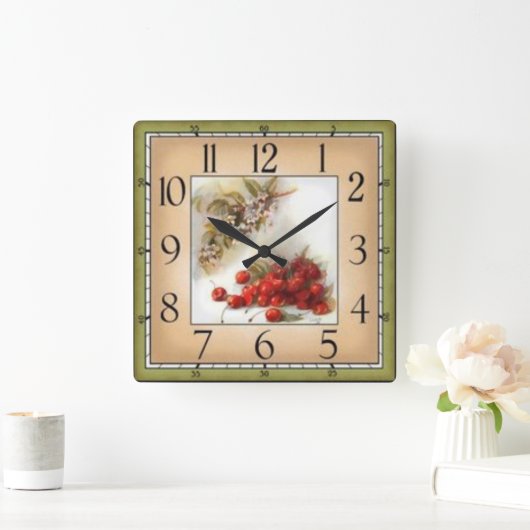 Cerezas スクエア壁時計 (ホーム)