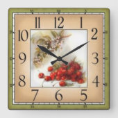 Cerezas スクエア壁時計 (正面)