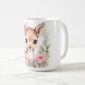 Cerf fleurs aquarelle sublimation コーヒーマグカップ (正面右)